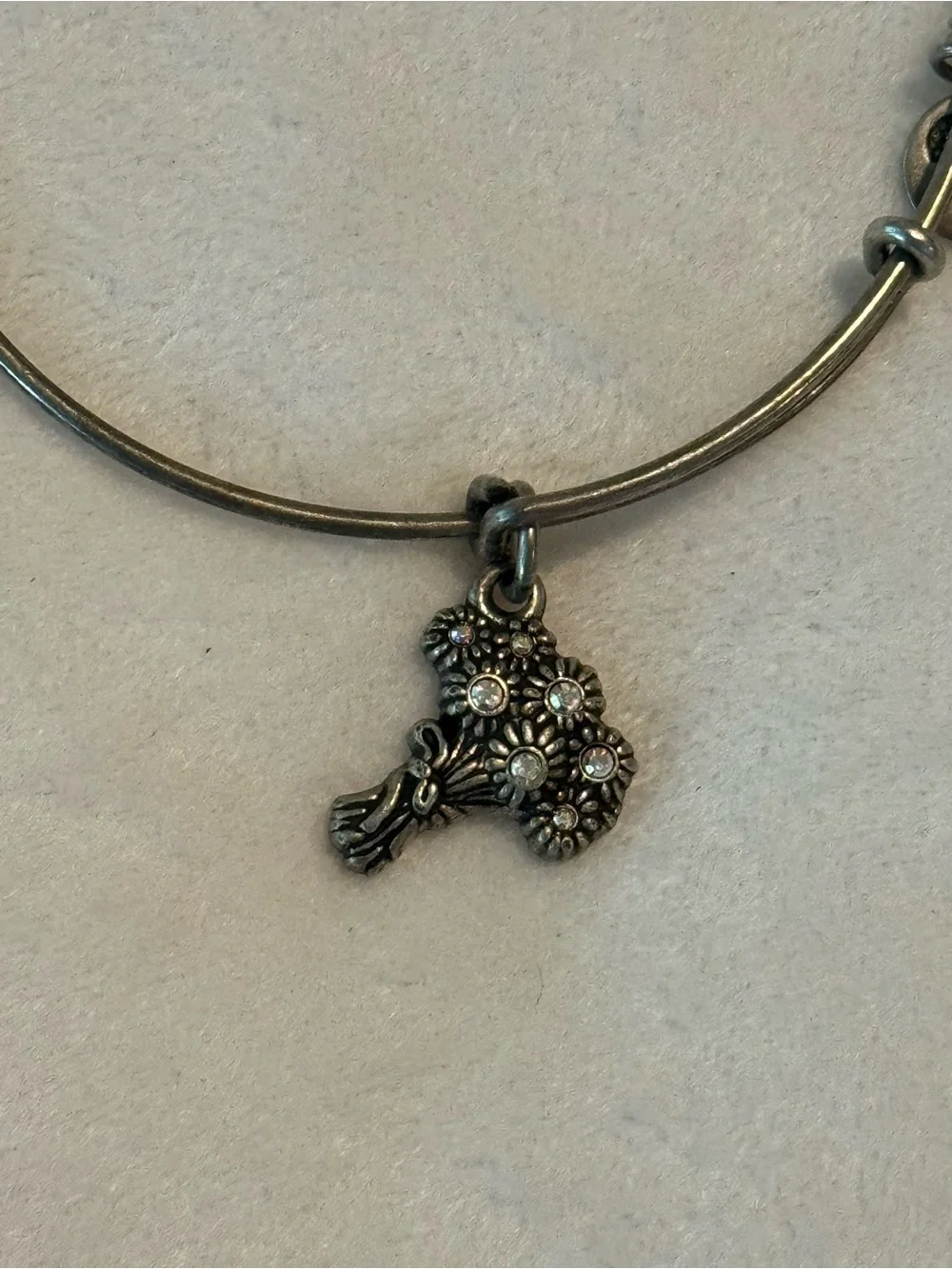 Alex and Ani “I Pick You” Floral Bouquet Crystal Charm Bangle Rafaelian Silver